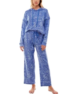 Roudelain Women's Cozy Luxe Bandana-Print Hoodie & Pajama Pants Set -B.TEMPT’D Shop 22171678 fpx