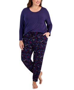 Alfani Plus Size Printed Jogger Pajama Pants, Created For Macy's