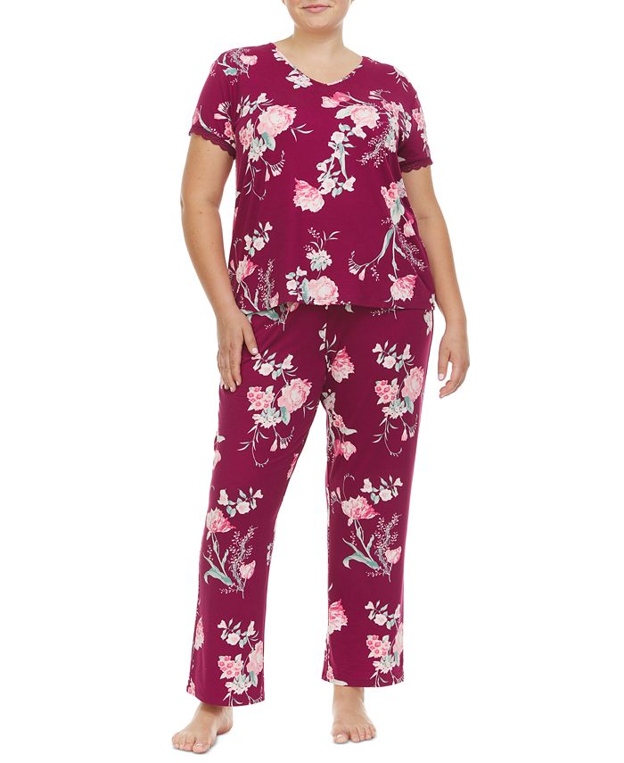 Plus Size Floral-Print Pajama Set Flora By Flora Nikrooz Plus Size Floral-Print Pajama Set -B.TEMPT’D Shop