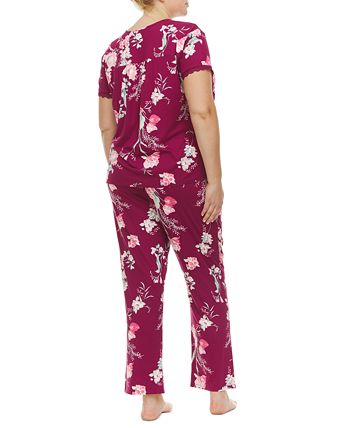 Plus Size Floral-Print Pajama Set Flora By Flora Nikrooz Plus Size Floral-Print Pajama Set -B.TEMPT’D Shop