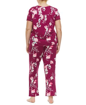 Plus Size Floral-Print Pajama Set Flora By Flora Nikrooz Plus Size Floral-Print Pajama Set -B.TEMPT’D Shop