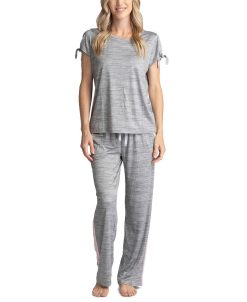 Muk Luks Plus Size Tie-Cuff Split-Sleeve Top & Open-Leg Pajama Pants Set