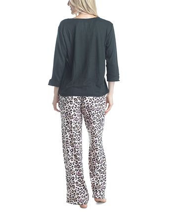 Plus Size 3/4 Sleeve Top & Boot-Cut Pajama Pants Set Muk Luks Plus Size 3/4 Sleeve Top & Boot-Cut Pajama Pants Set -B.TEMPT’D Shop