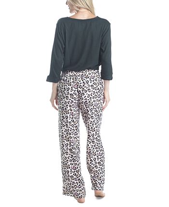 Plus Size 3/4 Sleeve Top & Boot-Cut Pajama Pants Set Muk Luks Plus Size 3/4 Sleeve Top & Boot-Cut Pajama Pants Set -B.TEMPT’D Shop