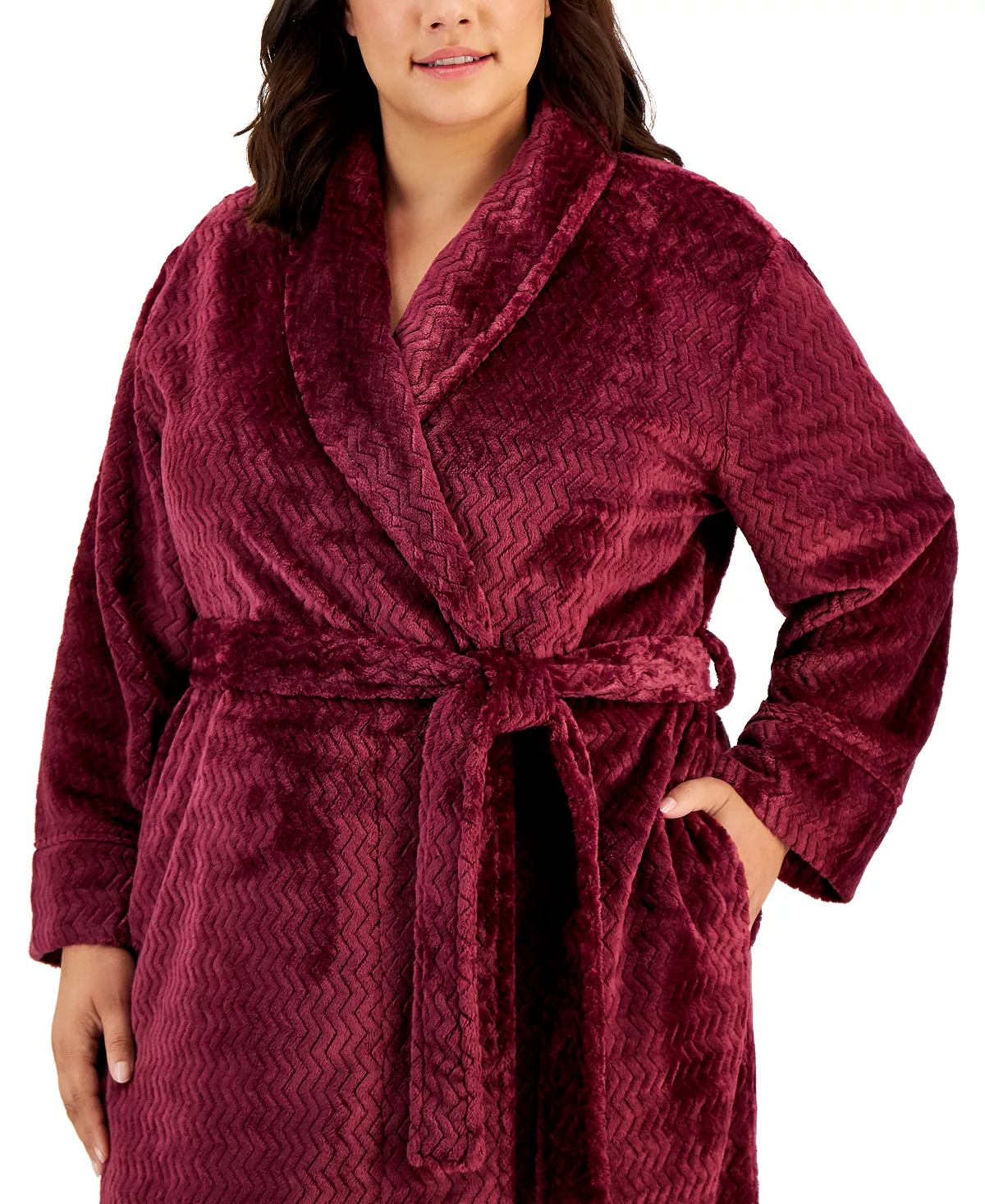 Plus Size Plush Zig Zag Wrap Robe, Created For Macy's Charter Club Plus Size Plush Zig Zag Wrap Robe, Created For Macy's -B.TEMPT’D Shop