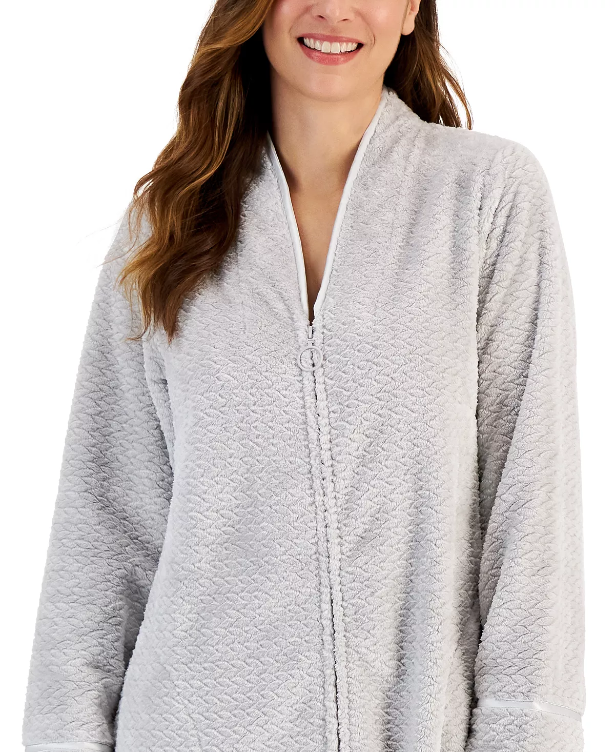 Woman's Plush Zig Zag Zipper Robe, Created For Macy's Charter Club Woman's Plush Zig Zag Zipper Robe, Created For Macy's -B.TEMPT’D Shop