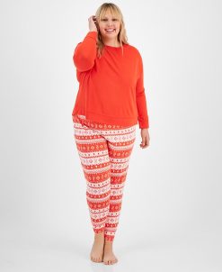 Jenni Plus Size Long Sleeve Mix It Packaged Pajama Set, Created For Macy's