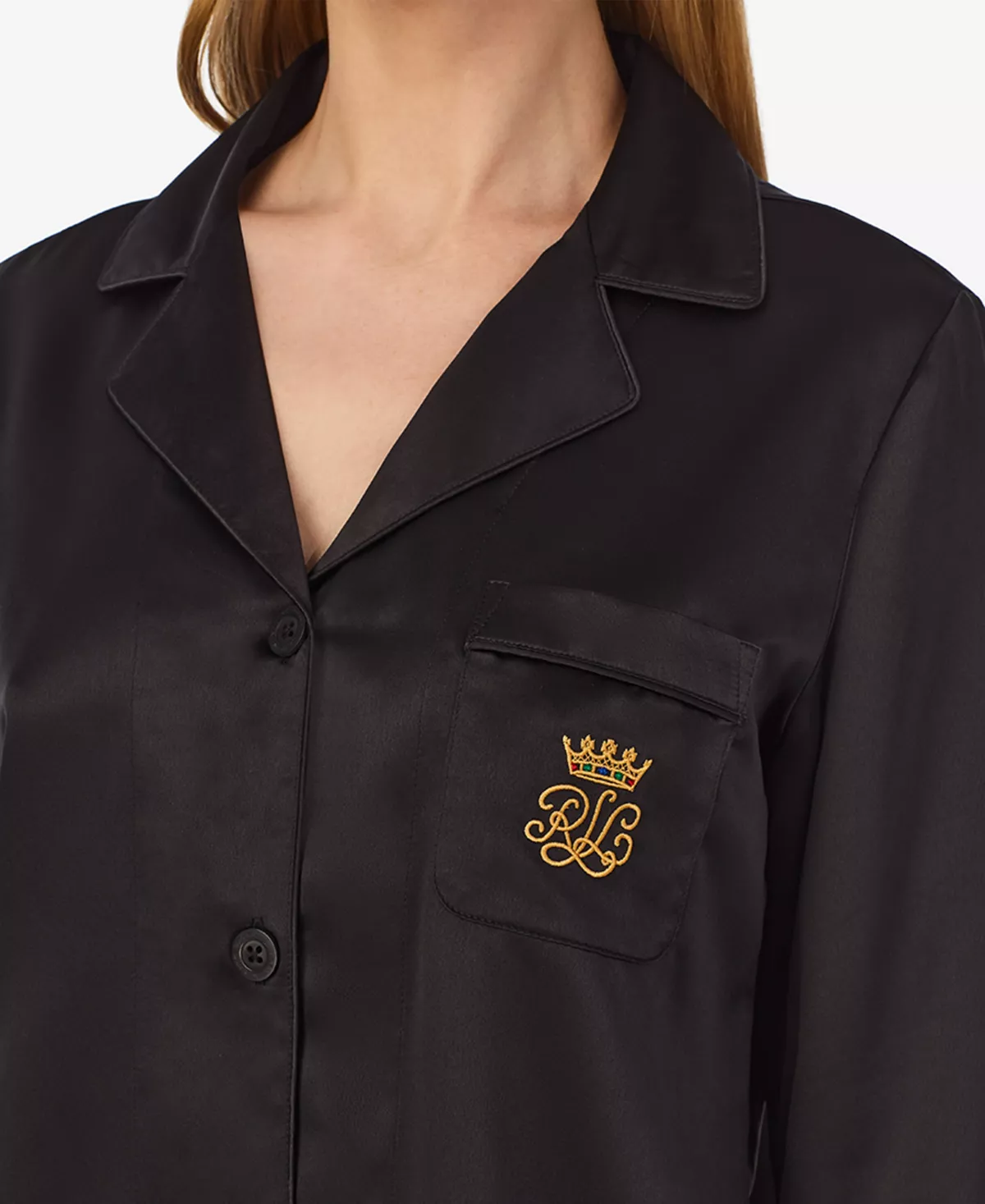 Petite Matte Satin Notched-Collar Pajamas Set Lauren Ralph Lauren Petite Matte Satin Notched-Collar Pajamas Set -B.TEMPT’D Shop