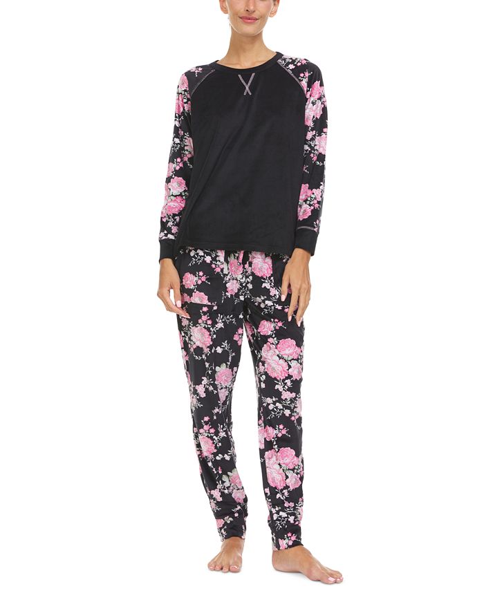 Women's Axel Printed Velour Pajama Set Flora By Flora Nikrooz Women's Axel Printed Velour Pajama Set -B.TEMPT’D Shop