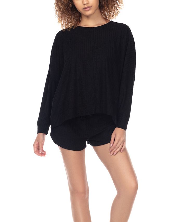 Women's Night Owl Rib Terry Cloth Lounge Set, 2 Piece Honeydew Women's Night Owl Rib Terry Cloth Lounge Set, 2 Piece -B.TEMPT’D Shop