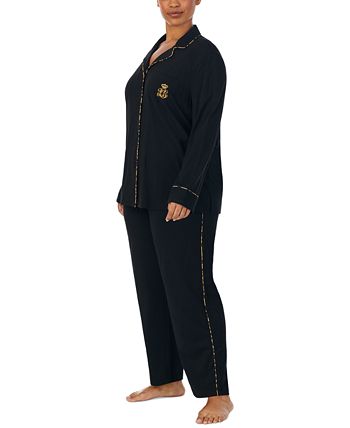Plus Size Notched-Collar Pajamas Set Lauren Ralph Lauren Plus Size Notched-Collar Pajamas Set -B.TEMPT’D Shop