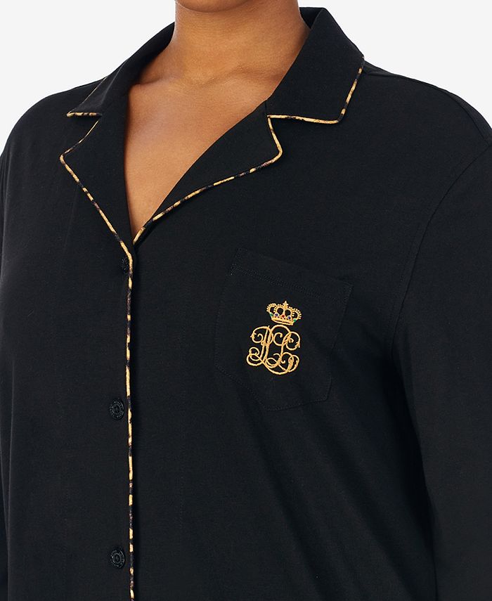 Plus Size Notched-Collar Pajamas Set Lauren Ralph Lauren Plus Size Notched-Collar Pajamas Set -B.TEMPT’D Shop