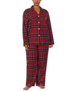 Lauren Ralph Lauren Plus Size Plaid Notched-Collar Pajamas Set