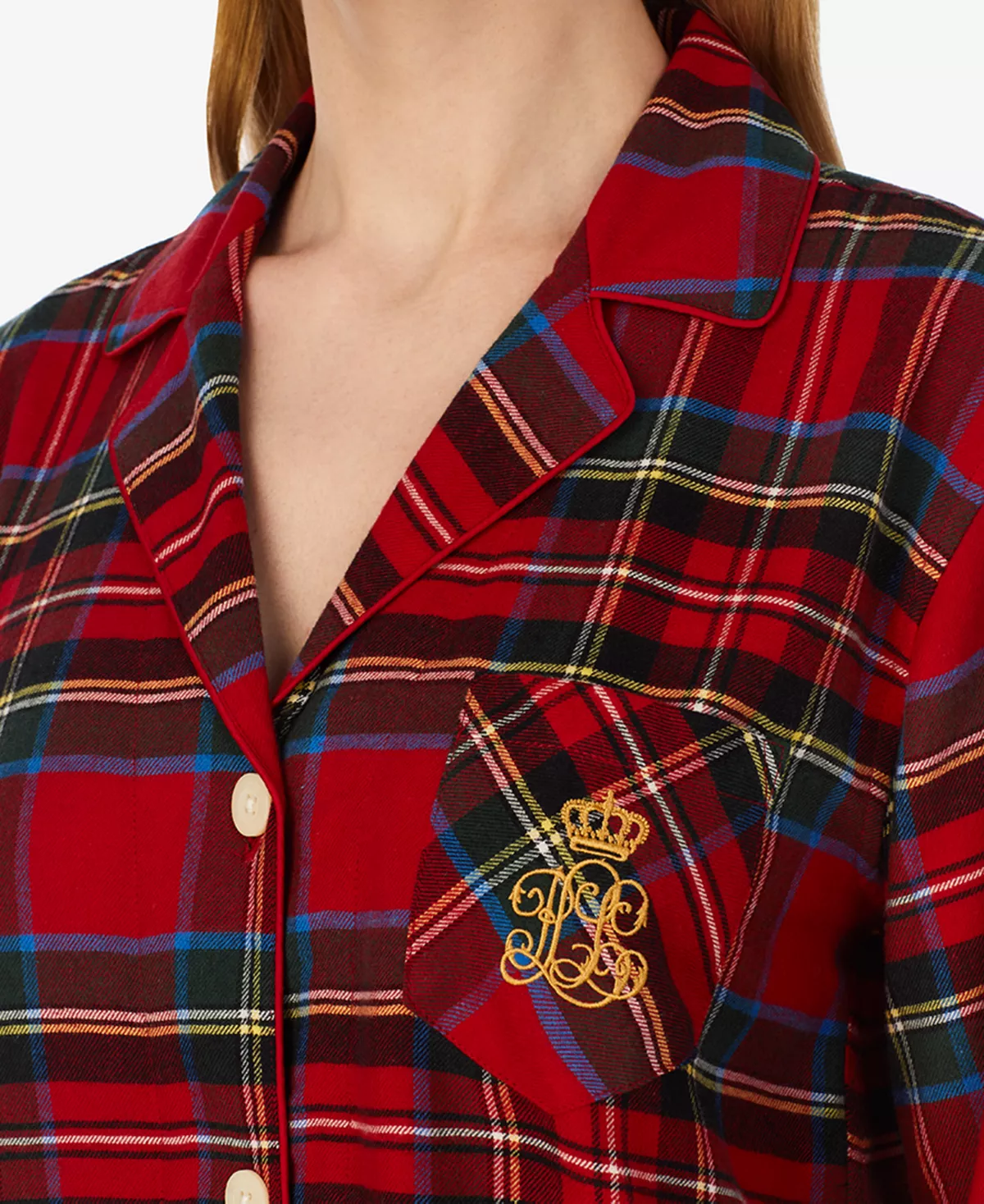 Petite Plaid Notched-Collar Pajamas Set Lauren Ralph Lauren Petite Plaid Notched-Collar Pajamas Set -B.TEMPT’D Shop