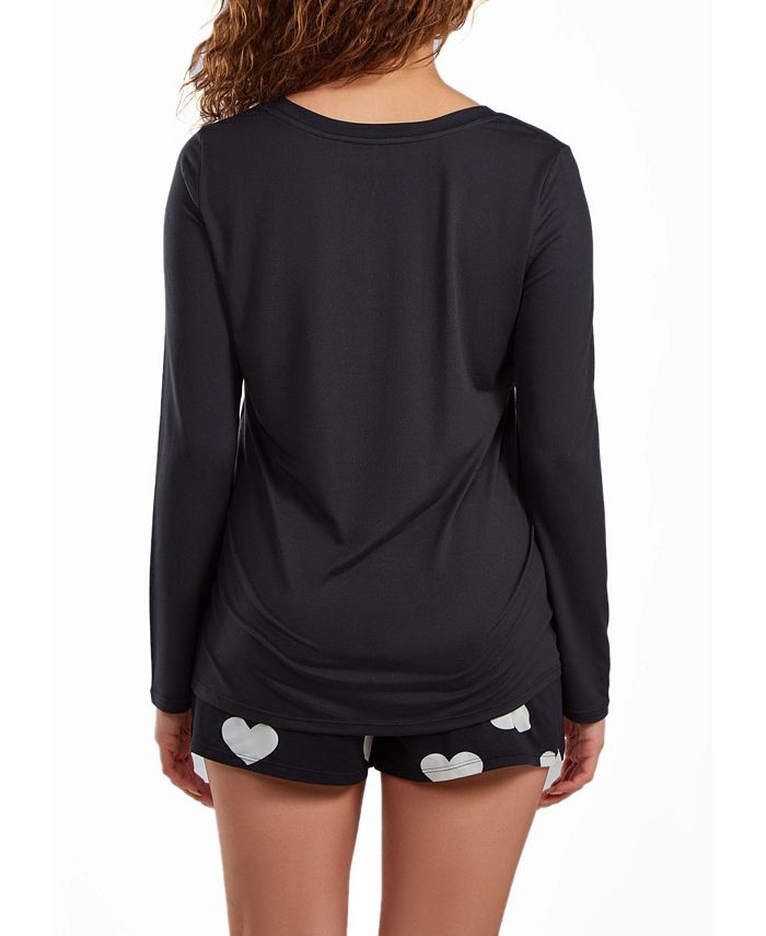 Women's Kind Heart Modal Henley Pajama Short Set And Ultra Soft In Comfy Cozy Style, 2 Piece ICollection Women's Kind Heart Modal Henley Pajama Short Set And Ultra Soft In Comfy Cozy Style, 2 Piece -B.TEMPT’D Shop