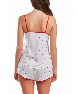 ICollection Women's Kyley Heart Printed Pajama Short Set Trimmed In Red -B.TEMPT’D Shop 23045778 fpx