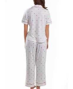 ICollection Women's Kyley Pajama Heart Print Pant Set Trimmed In Red, 2 Piece 3 ICollection Women's Kyley Pajama Heart Print Pant Set Trimmed In Red, 2 Piece -B.TEMPT’D Shop 23045780 fpx