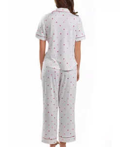 ICollection Women's Kyley Pajama Heart Print Pant Set Trimmed In Red, 2 Piece 4 ICollection Women's Kyley Pajama Heart Print Pant Set Trimmed In Red, 2 Piece -B.TEMPT’D Shop 23045780 fpx