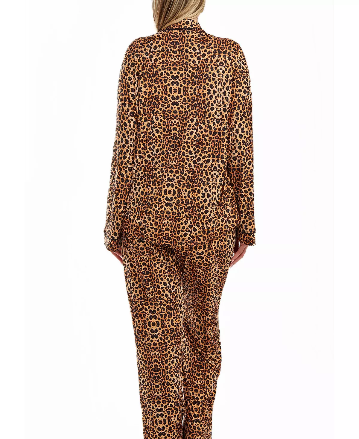 hiya Plus Size Modal Leopard Pajama Pant Set With Button Down Collar, 2 Piece ICollection Hiya Plus Size Modal Leopard Pajama Pant Set With Button Down Collar, 2 Piece -B.TEMPT’D Shop
