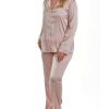ICollection Brillow Plus Size Satin Striped Button Down Pajama Pant Set, 2 Piece 2 ICollection Brillow Plus Size Satin Striped Button Down Pajama Pant Set, 2 Piece -B.TEMPT’D Shop 23049404 fpx