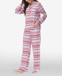 Beautyrest Women's Printed Long Sleeve Notch-Collar Pajama Set, 2 Piece -B.TEMPT’D Shop 23067649 fpx