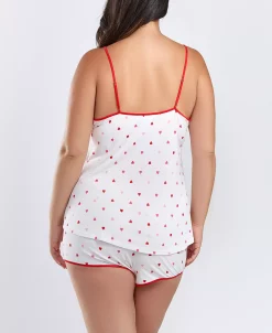 ICollection Kyley Plus Size Heart Printed Pajama Short Set Trimmed In Red 4 ICollection Kyley Plus Size Heart Printed Pajama Short Set Trimmed In Red -B.TEMPT’D Shop 23076552 fpx