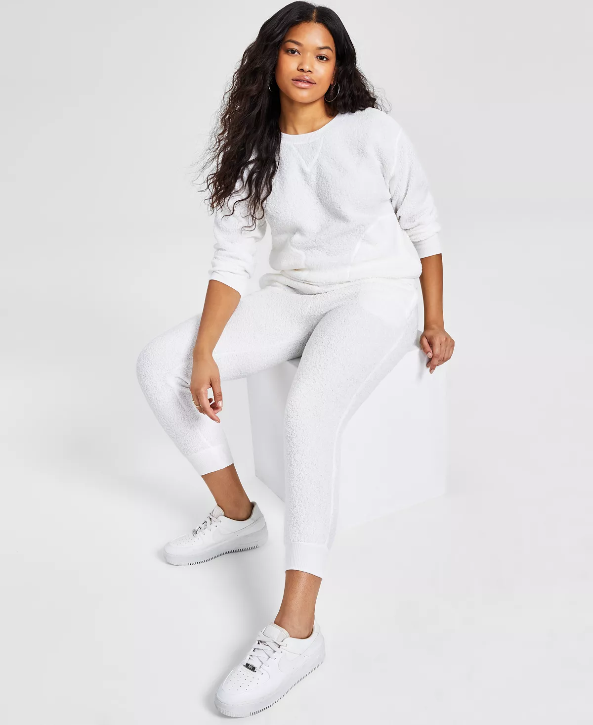 Women's Solid Sherpa Pajama Set, Created For Macy's Jenni Women's Solid Sherpa Pajama Set, Created For Macy's -B.TEMPT’D Shop