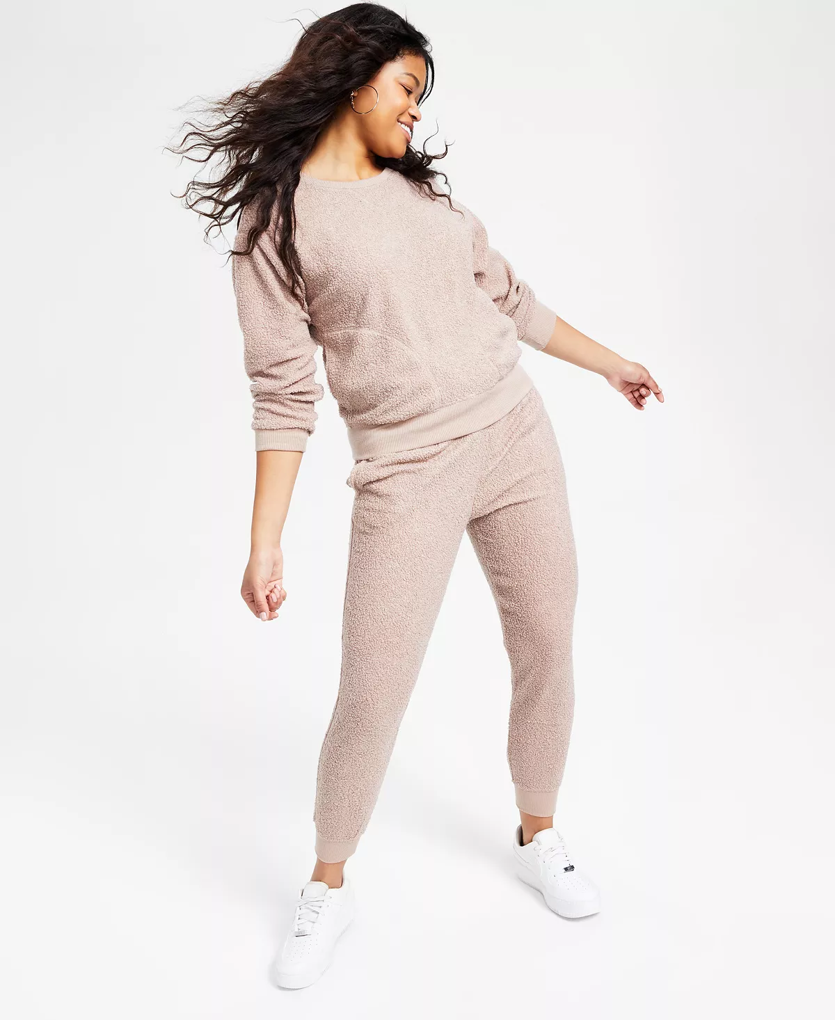Women's Solid Sherpa Pajama Set, Created For Macy's Jenni Women's Solid Sherpa Pajama Set, Created For Macy's -B.TEMPT’D Shop