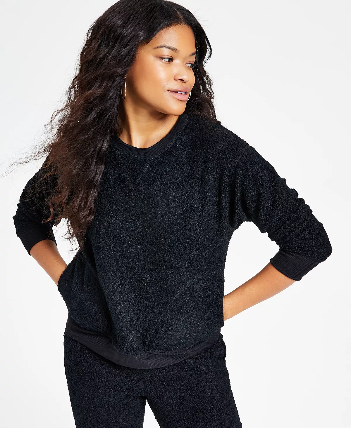 Women's Solid Sherpa Pajama Set, Created For Macy's Jenni Women's Solid Sherpa Pajama Set, Created For Macy's -B.TEMPT’D Shop