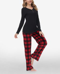 Echo Women's Henley Top With Microlight Lounge Pant Set, 2 Piece 5 Echo Women's Henley Top With Microlight Lounge Pant Set, 2 Piece -B.TEMPT’D Shop 23189979 fpx