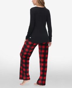 Echo Women's Henley Top With Microlight Lounge Pant Set, 2 Piece 3 Echo Women's Henley Top With Microlight Lounge Pant Set, 2 Piece -B.TEMPT’D Shop 23189980 fpx