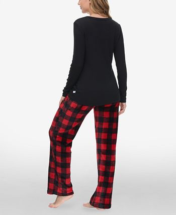 Women's Henley Top With Microlight Lounge Pant Set, 2 Piece Echo Women's Henley Top With Microlight Lounge Pant Set, 2 Piece -B.TEMPT’D Shop