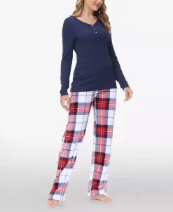 Echo Women's Henley Top With Microlight Lounge Pant Set, 2 Piece 10 Echo Women's Henley Top With Microlight Lounge Pant Set, 2 Piece -B.TEMPT’D Shop 23190315 fpx