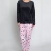 GOODNIGHT KISS Women's Silky Velour Long Sleeve Top And Jog Style Pant Pajama Set, 2 Piece -B.TEMPT’D Shop 23208068 fpx