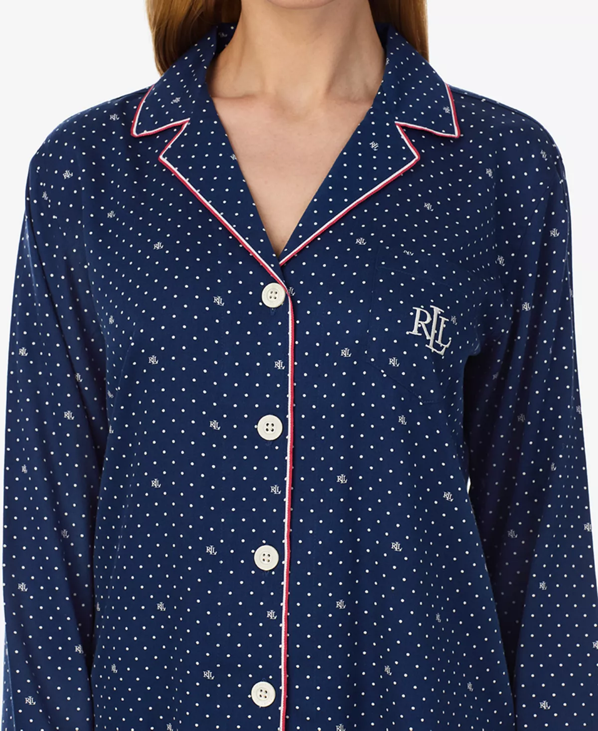 Women's Printed Notched-Collar Pajamas Set Lauren Ralph Lauren Women's Printed Notched-Collar Pajamas Set -B.TEMPT’D Shop