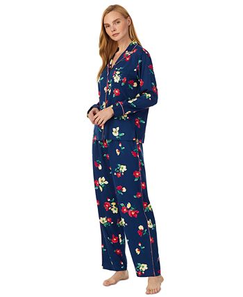Women's Printed Notched-Collar Pajamas Set Lauren Ralph Lauren Women's Printed Notched-Collar Pajamas Set -B.TEMPT’D Shop