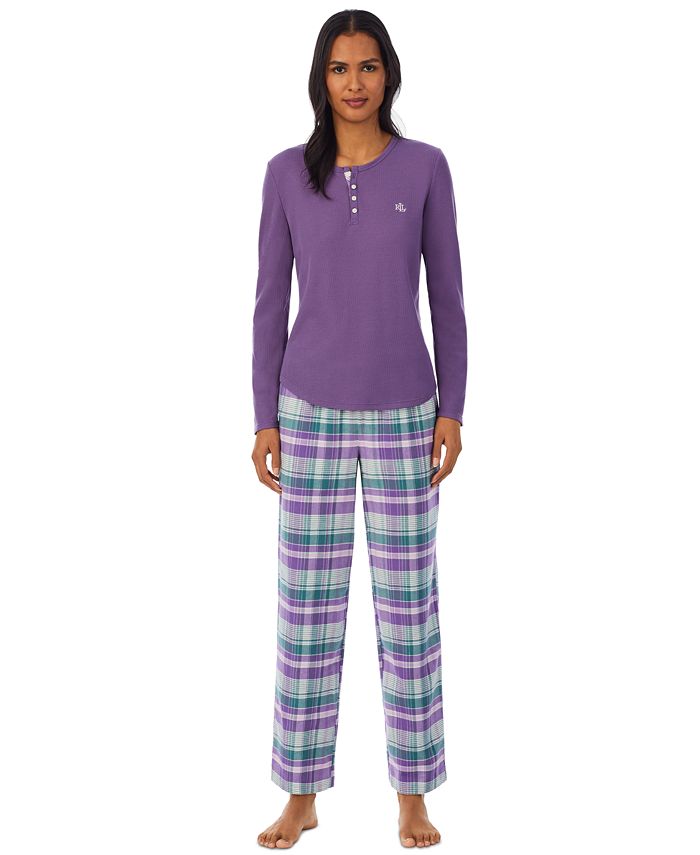 ong Sleeve And Pant Pajama Set Lauren Ralph Lauren Ong Sleeve And Pant Pajama Set -B.TEMPT’D Shop