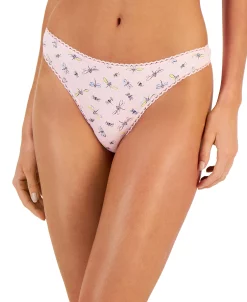Charter Club Everyday Cotton Women's Lace-Trim Thong, Created For Macy's -B.TEMPT’D Shop 23444594 fpx