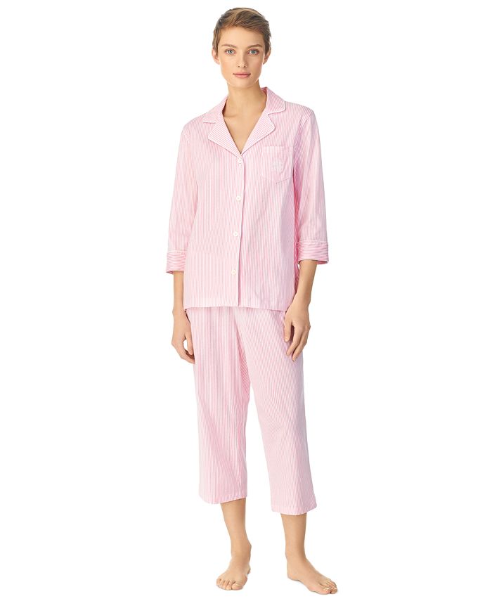 3/4 Sleeve Classic Notch Collar Capri Pajama Set Lauren Ralph Lauren 3/4 Sleeve Classic Notch Collar Capri Pajama Set -B.TEMPT’D Shop