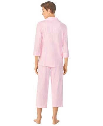 3/4 Sleeve Classic Notch Collar Capri Pajama Set Lauren Ralph Lauren 3/4 Sleeve Classic Notch Collar Capri Pajama Set -B.TEMPT’D Shop
