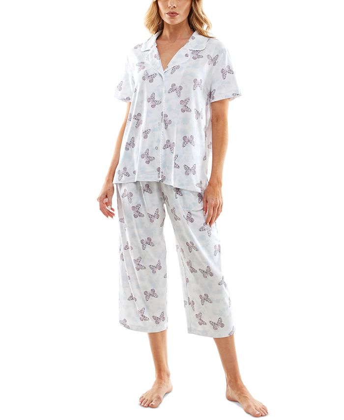 Women's Printed Short-Sleeve Capri Pajamas Set Roudelain Women's Printed Short-Sleeve Capri Pajamas Set -B.TEMPT’D Shop