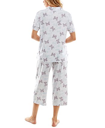 Women's Printed Short-Sleeve Capri Pajamas Set Roudelain Women's Printed Short-Sleeve Capri Pajamas Set -B.TEMPT’D Shop