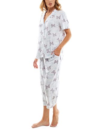 Women's Printed Short-Sleeve Capri Pajamas Set Roudelain Women's Printed Short-Sleeve Capri Pajamas Set -B.TEMPT’D Shop