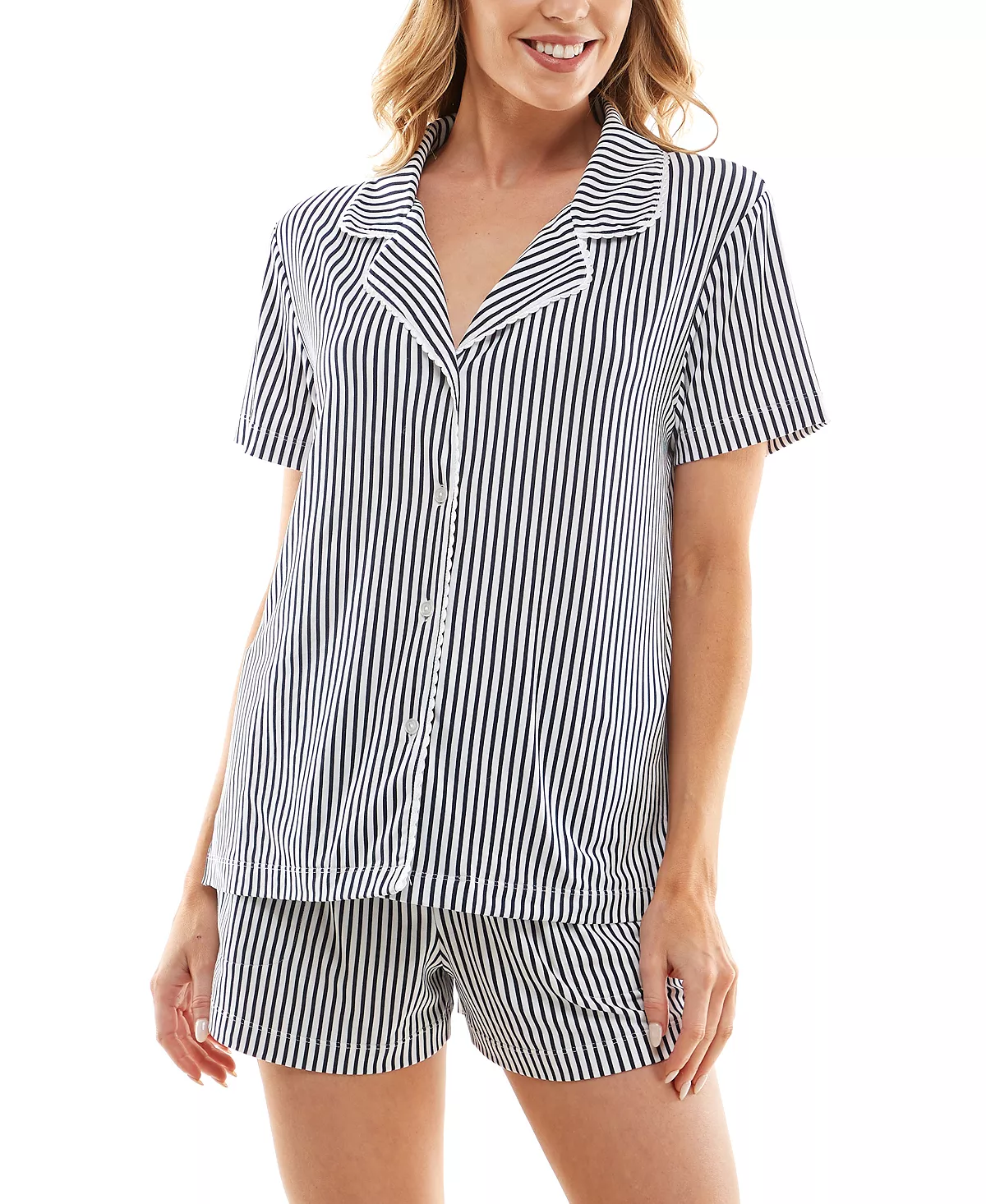 Women's Printed Notched-Collar Pajamas Set Roudelain Women's Printed Notched-Collar Pajamas Set -B.TEMPT’D Shop