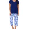 Cuddl Duds Women's Short-Sleeve Printed Capri Pajamas Set -B.TEMPT’D Shop 23578624 fpx
