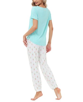 Women's Short Sleeve Pocket T-Shirt With Printed Jogger Pants 2 Piece Pajama Set Echo Women's Short Sleeve Pocket T-Shirt With Printed Jogger Pants 2 Piece Pajama Set -B.TEMPT’D Shop