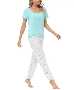 Echo Women's Short Sleeve Pocket T-Shirt With Printed Jogger Pants 2 Piece Pajama Set 9 Echo Women's Short Sleeve Pocket T-Shirt With Printed Jogger Pants 2 Piece Pajama Set -B.TEMPT’D Shop 23870394 fpx
