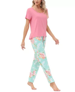 Echo Women's Short Sleeve Pocket T-Shirt With Printed Jogger Pants 2 Piece Pajama Set 8 Echo Women's Short Sleeve Pocket T-Shirt With Printed Jogger Pants 2 Piece Pajama Set -B.TEMPT’D Shop 23870425 fpx