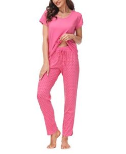 Echo Women's Short Sleeve T-Shirt With Printed Jogger Pants 2 Piece Pajama Set -B.TEMPT’D Shop 23870436 fpx