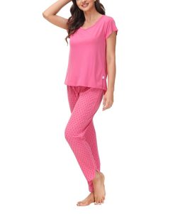 Echo Women's Short Sleeve T-Shirt With Printed Jogger Pants 2 Piece Pajama Set -B.TEMPT’D Shop 23870440 fpx